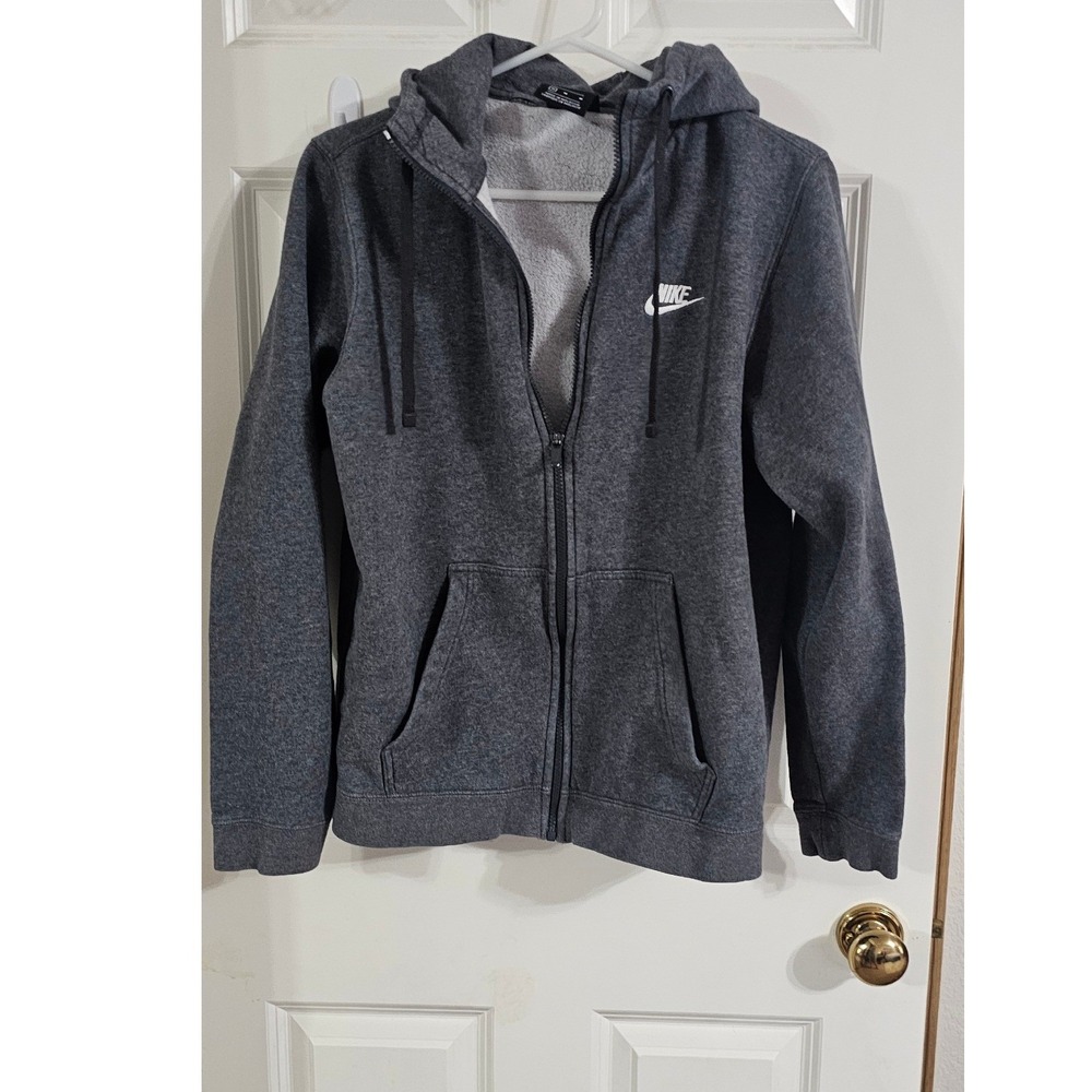 Nike Mens Sportswear Full Zip Hoodie Charcoal Heather‎ Grey Fleece Medium